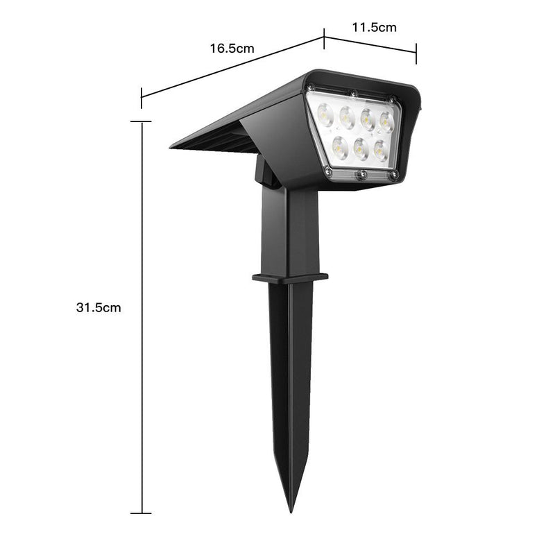 Lot de 2 spots solaires projecteur 2 en 1 à piquer ou à fixer rectangulaires éclairage puissant dimmable LED blanc CURTIS H31,5cm - REDDECO.com