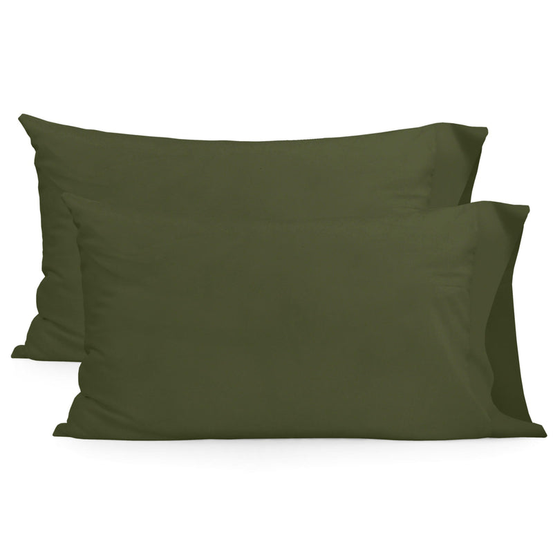 Lot De 2 Taies d'Oreiller Basique - Vert Olive TAIES D'OREILLER BLANC