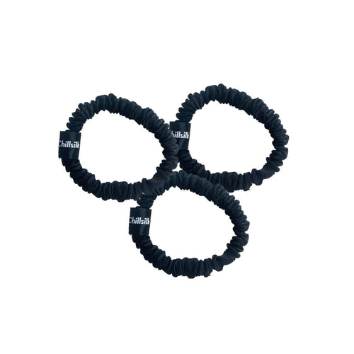 Lot de 3 chouchous en soie Tiny - Noir - Chillsilk - The Bradery