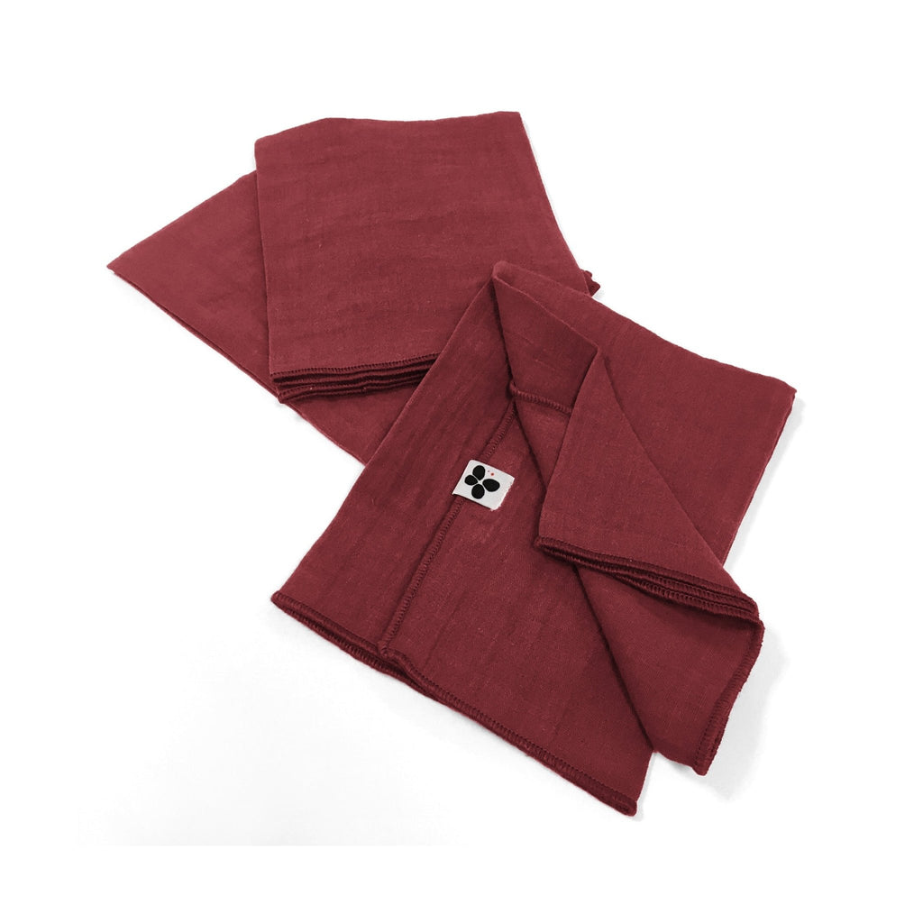 Juego De 3 Servilletas De Gasa De Algodón Gaïa Rojo Vino - El Efecto Mariposa - The Bradery