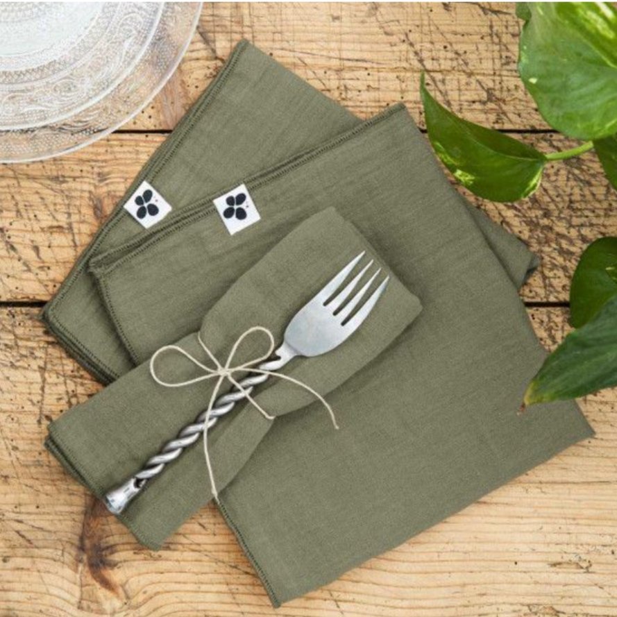 Juego De 3 Servilletas De Gasa De Algodón Gaïa Rosemary - El Efecto Mariposa - The Bradery