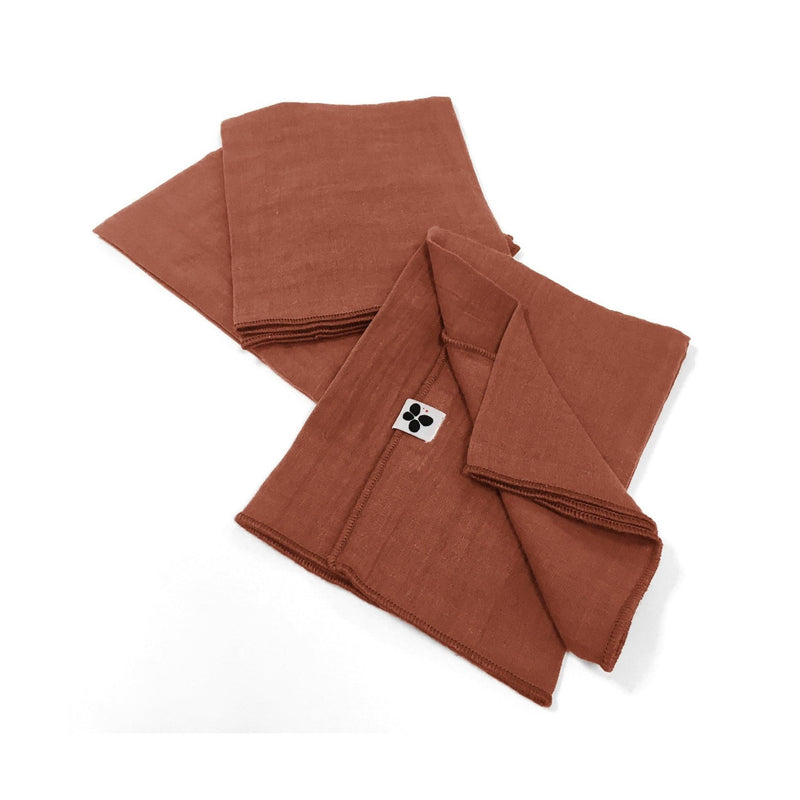 Lot De 3 Serviettes Gaze De Coton Gaïa Terracotta - L'Effet Papillon - The Bradery