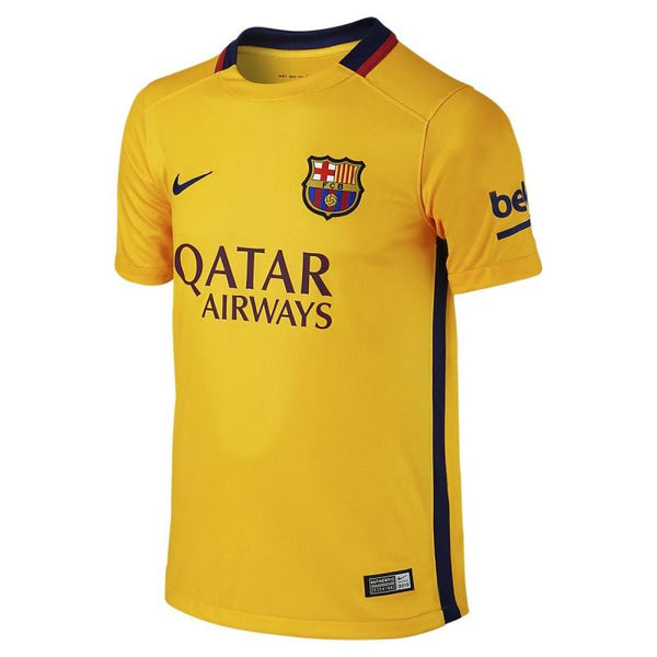 Nike Junior Fc Barcelona Away Stadium Football Jersey 2015/2016 - 659028-740 - Yellow - Junior JUNIOR FOOTBALL JERSEY TEXTILE Nike