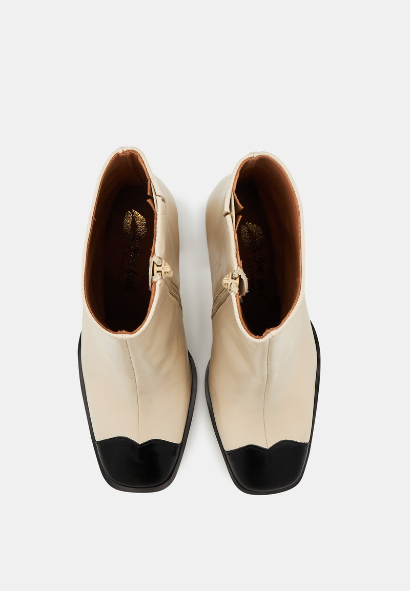 Margot - Cuir Crème et Noir - Bons Baisers - The Bradery