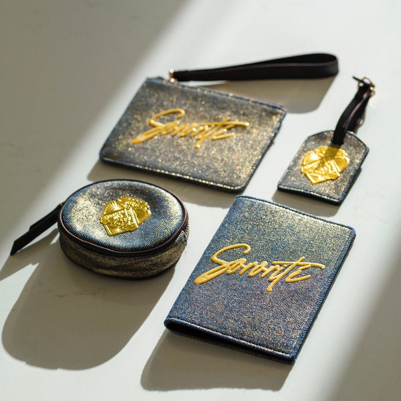 MAROQUINERIE - Porte Passeport-Sororite Gold Denim