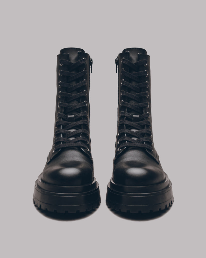 Lacée Leather Boots - Black