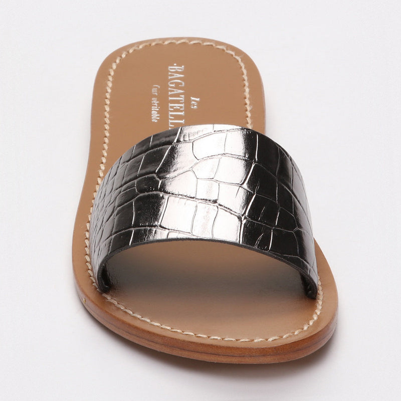 Mules York - MULES Croco Pewter Les Bagatelles