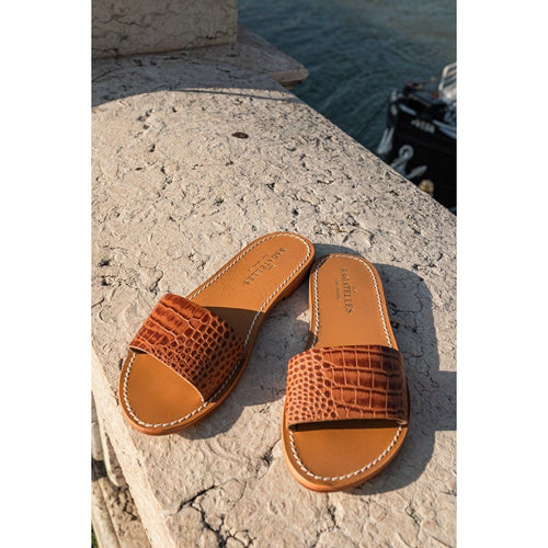Mules York - Tan Croco Mules Les Bagatelles