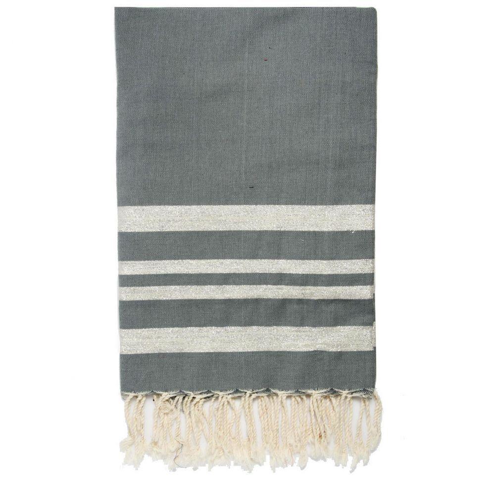 Mantel / Cuadros Lurex XXL Hamptons - Gris Medio / Plata - Febronie -La Bradery