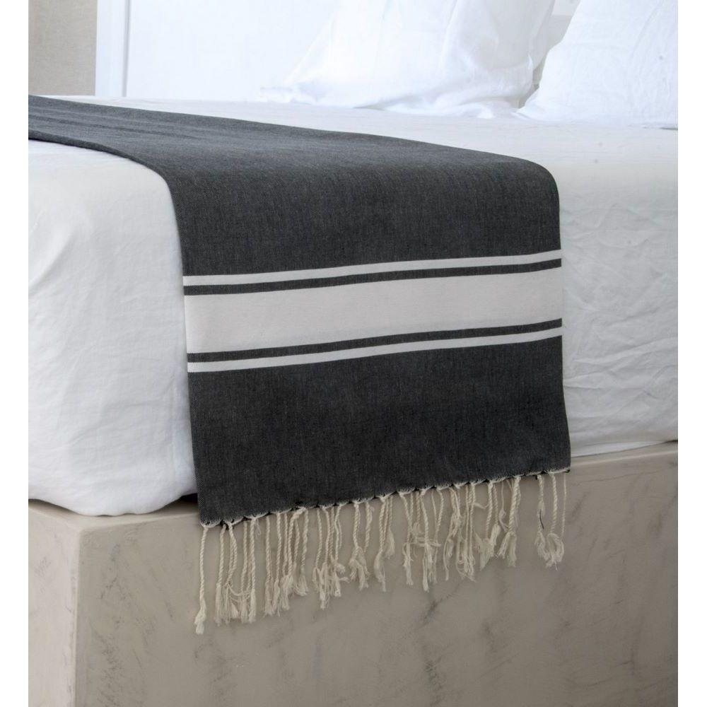 Nappe / Plaid XXL St Tropez - Noir / Blanc - Febronie - The Bradery