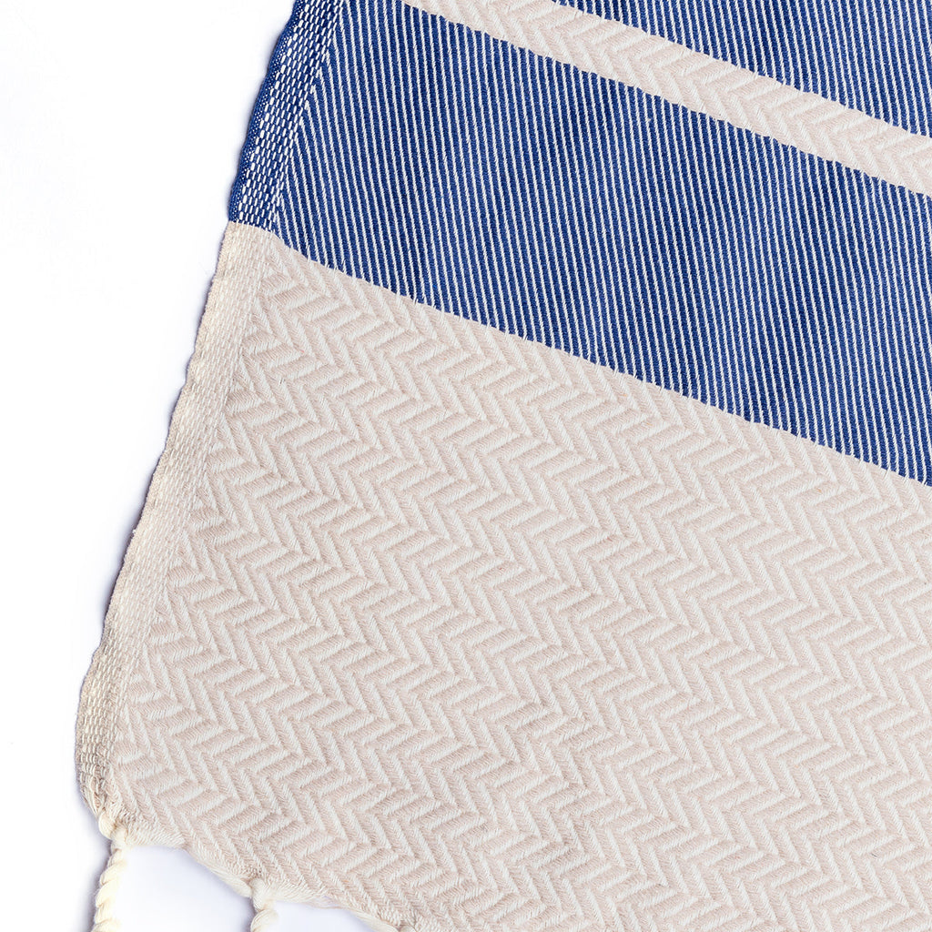 Oslo - Plaid En Coton 130X170 Cm Bleu Marine Et Taupe Clair Plaids Febronie