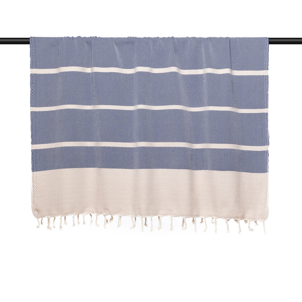 Oslo - Plaid En Coton 130X170 Cm Bleu Marine Et Taupe Clair Plaids Febronie