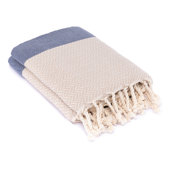 Oslo - Plaid In Cotone 130X170 Cm Blu Marino E Tortora Chiaro Plaid Febronie