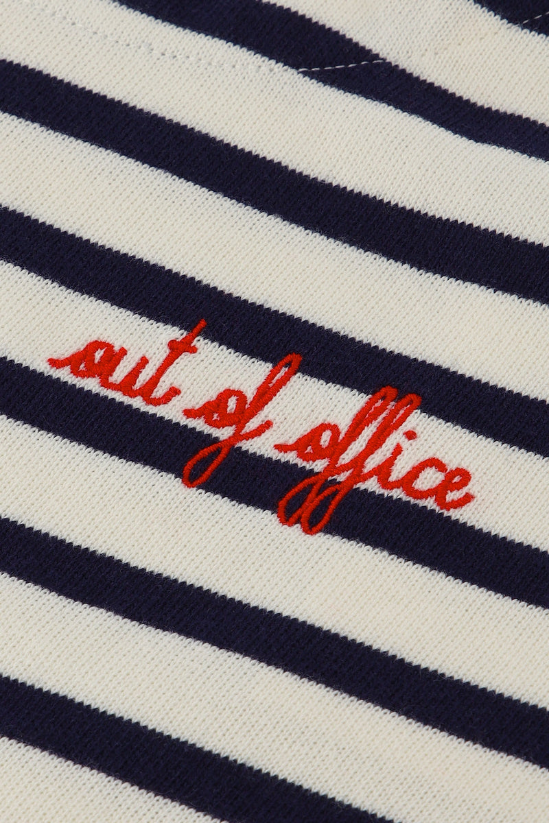 "out of office" short-sleeved gardette sailor shirt#color_ivory-navy