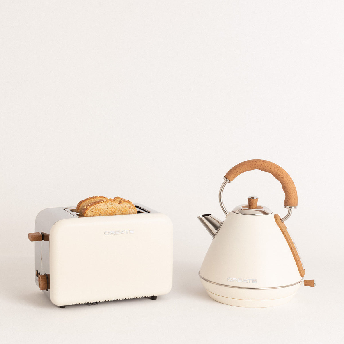 Pack - Tostadora Pequeña Toast Retro + Hervidor Grande Kettle Retro 1,7L - Blanco Roto
