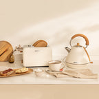 Pack - Tostadora Pequeña Toast Retro + Hervidor Grande Kettle Retro 1,7L - Blanco Roto