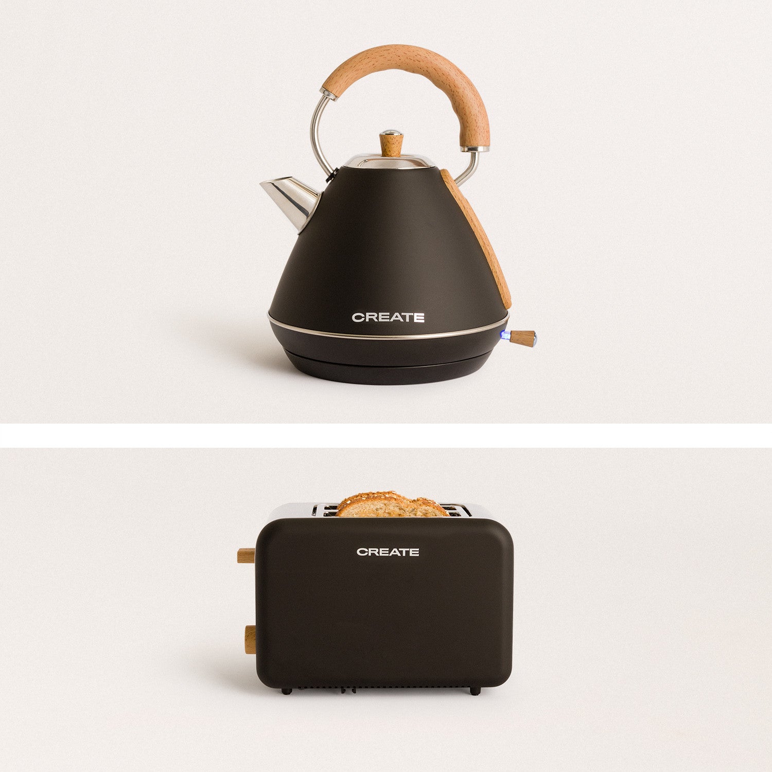 Pack - Tostadora Pequeña Toast Retro + Hervidor Grande Kettle Retro 1,7L - Negro
