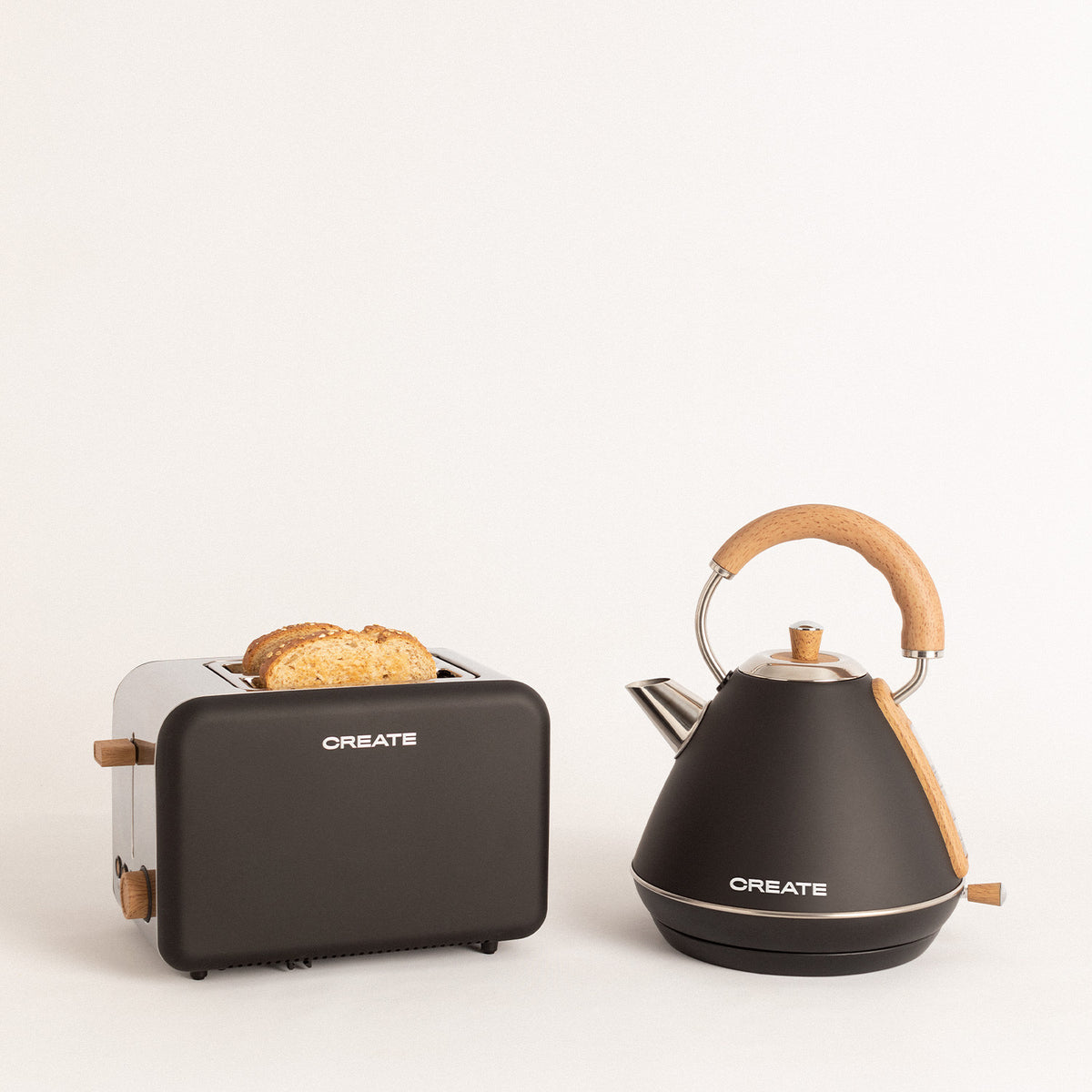 Pack - Tostadora Pequeña Toast Retro + Hervidor Grande Kettle Retro 1,7L - Negro