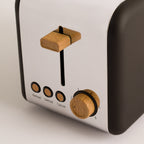 Pack Toast Retro - Tostadora Pequeña De Ranuras Anchas + 2 Rejillas Para Sándwiches - Negro