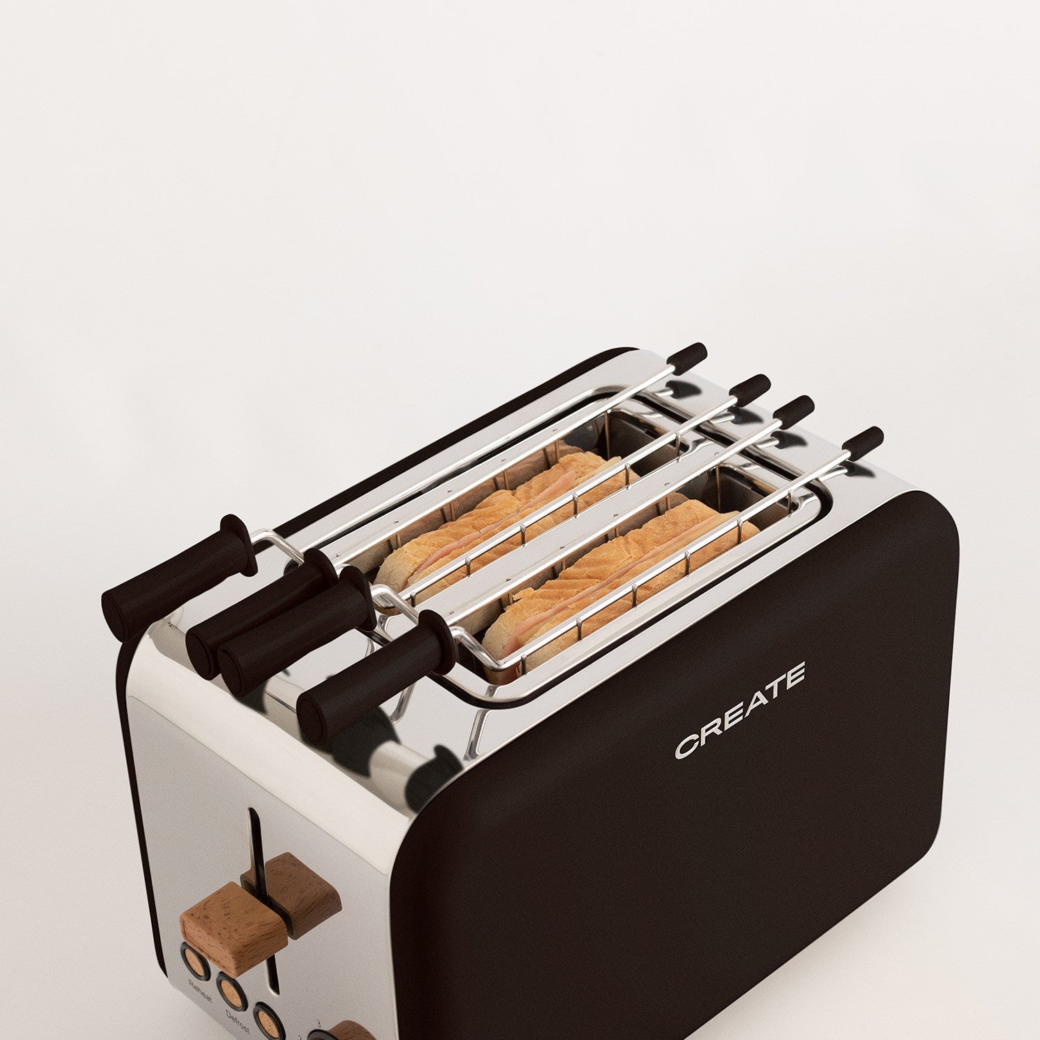 Pack Toast Retro - Tostadora Pequeña De Ranuras Anchas + 2 Rejillas Para Sándwiches - Negro