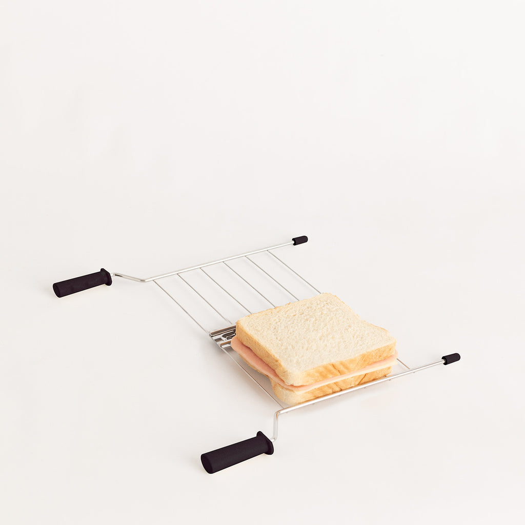 Pack Toast Retro - Tostadora Pequeña De Ranuras Anchas + 2 Rejillas Para Sándwiches - Negro