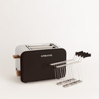 Pack Toast Retro - Tostadora Pequeña De Ranuras Anchas + 2 Rejillas Para Sándwiches - Negro