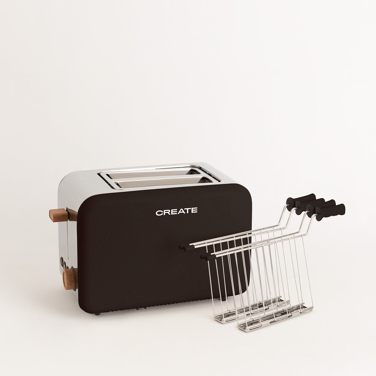 Pack Toast Retro - Tostadora Pequeña De Ranuras Anchas + 2 Rejillas Para Sándwiches - Negro