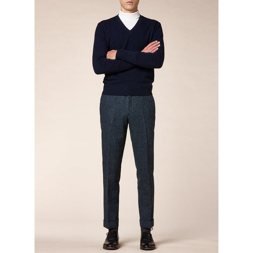 Pantalon Avec Bas Revers - Bleu Chiné Pantalons De Fursac