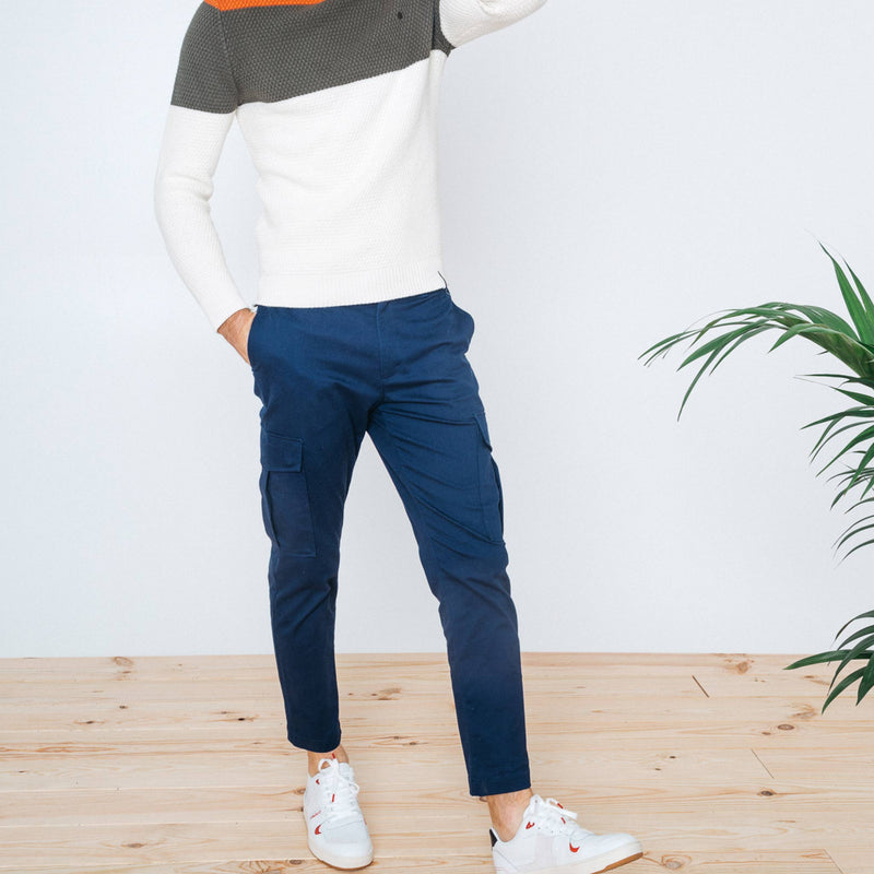 Pantalon Cargo Milly Cotton - Marine Foncé Prêt A Porter Faguo