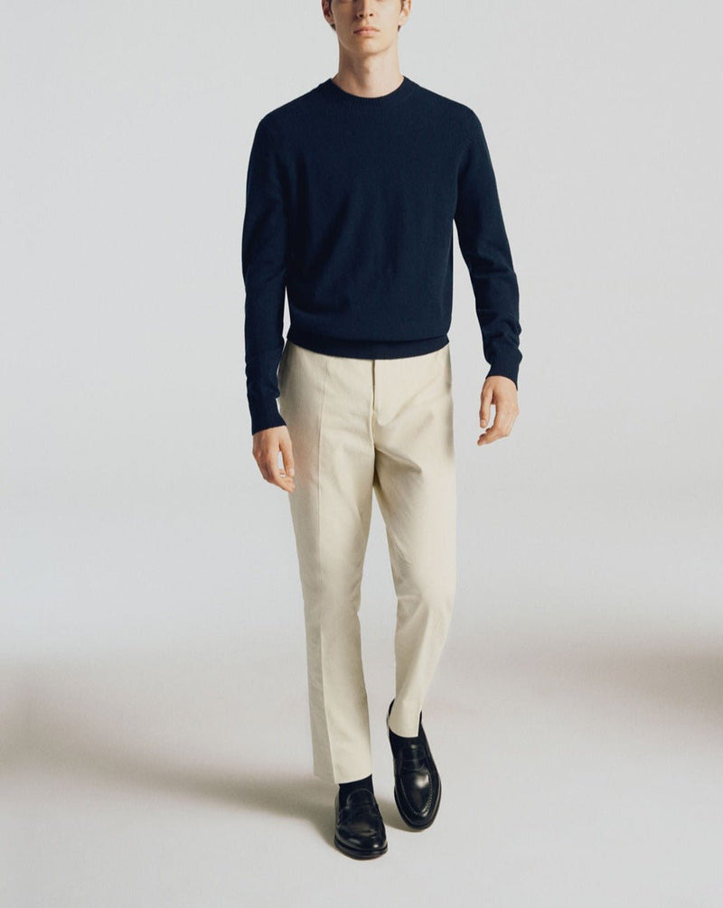 Ecru Cotton Gabardine Chino Pants - Ecru - De Fursac - The Bradery