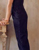 Pantalon Chino Highwaist Cropped Ambre - Black - Reiko - The Bradery