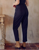 Pantalon Chino Highwaist Cropped Ambre - Black - Reiko - The Bradery