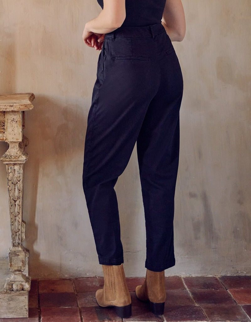 Pantalon Chino Highwaist Cropped Ambre - Black - Reiko - The Bradery