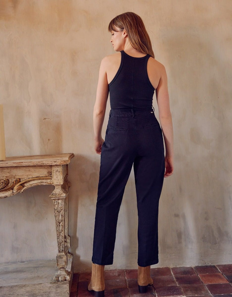 Pantalon Chino Highwaist Cropped Ambre - Black - Reiko - The Bradery