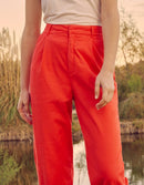 Pantalon Chino Highwaist Cropped Ambre - Flame - Reiko - The Bradery