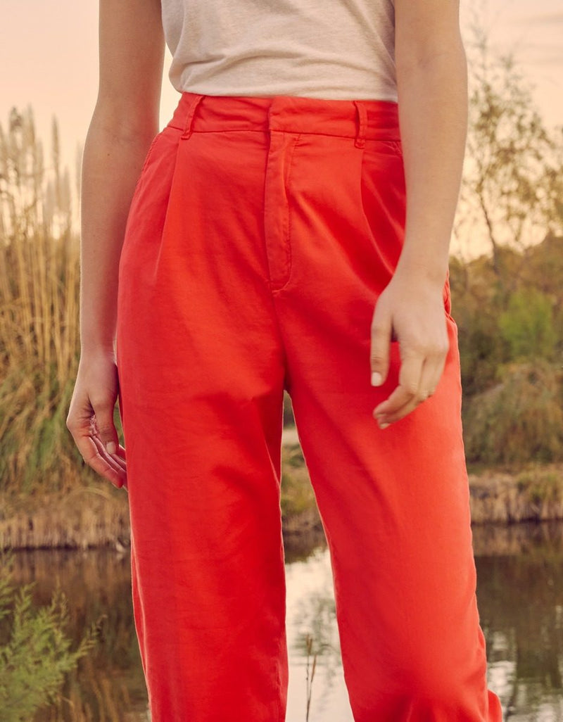 Pantalon Chino Highwaist Cropped Ambre - Flame - Reiko - The Bradery