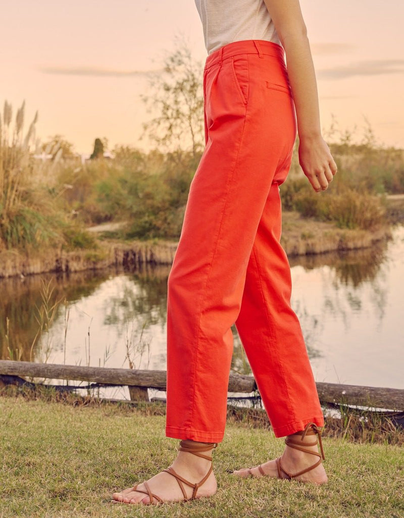 Pantalon Chino Highwaist Cropped Ambre - Flame - Reiko - The Bradery