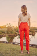 Pantalon Chino Highwaist Cropped Ambre - Flame - Reiko - The Bradery