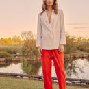 Pantalon Chino Highwaist Cropped Ambre - Flame - Reiko - The Bradery