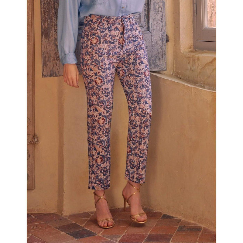 Pantalon Chino Highwaist Cropped Sandy Highwaist Fancy - Vintage Garden - Reiko - The Bradery