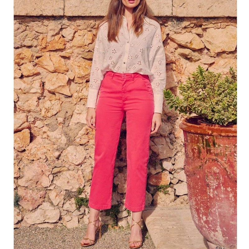 Pantalon Chino Highwaist Cropped Sandy Highwaist - Raspberry - Reiko - The Bradery