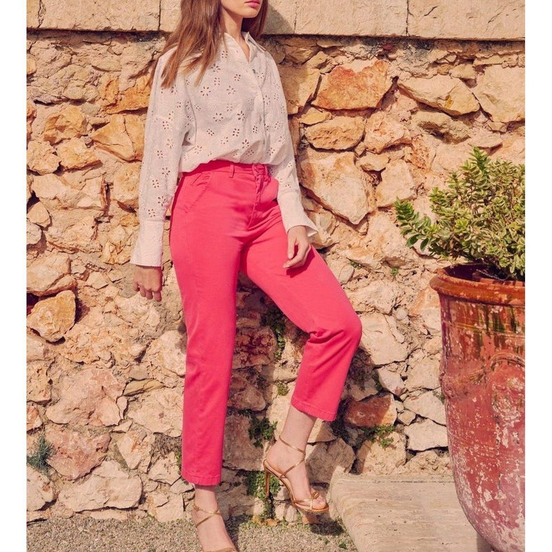 Pantalon Chino Highwaist Cropped Sandy Highwaist - Raspberry - Reiko - The Bradery