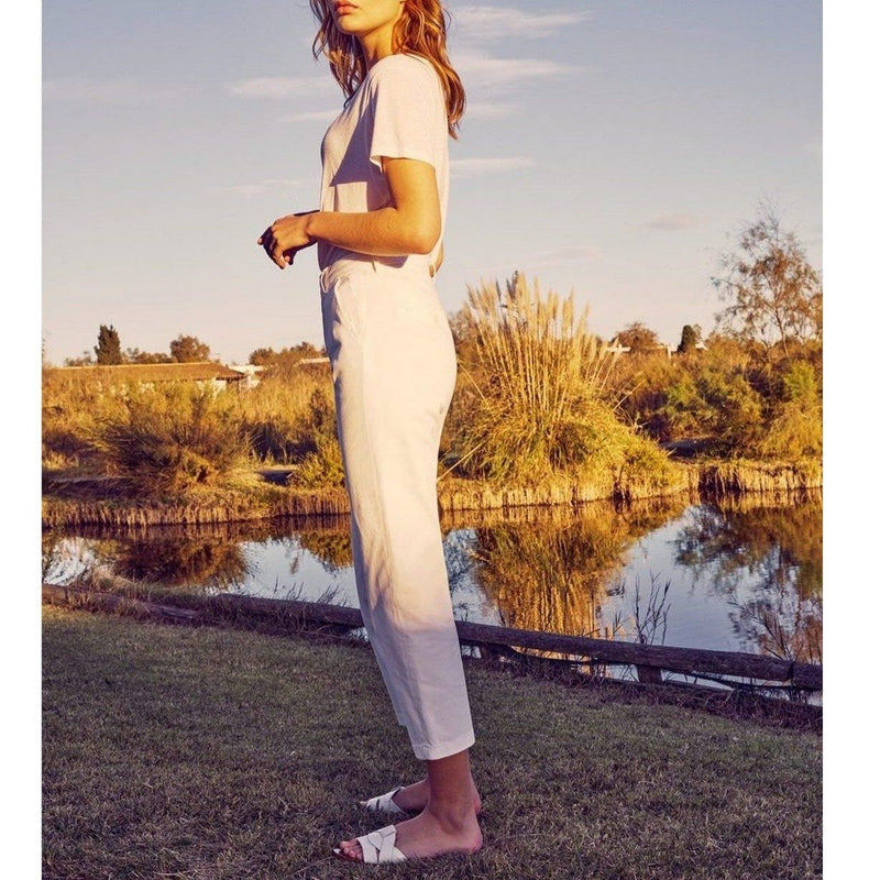 Pantalon Chino Highwaist Cropped Sandy Highwaist - White - Reiko - The Bradery