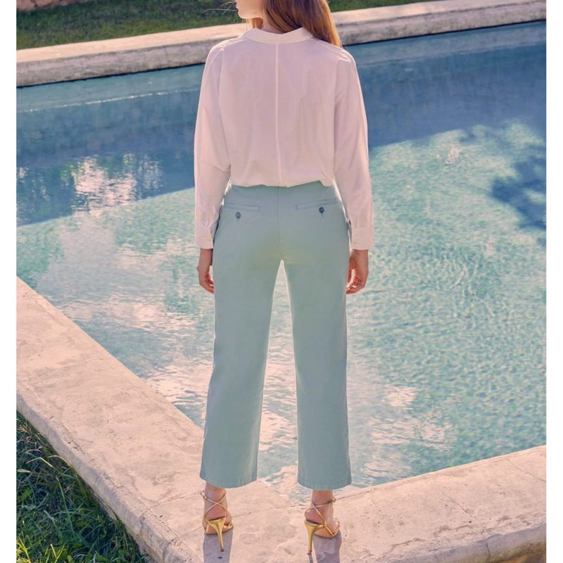 Pantalon Chino Highwaist Cropped Sandyhigh - Aqua - Reiko - The Bradery