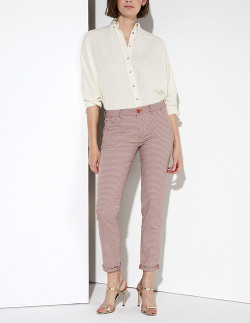 Pantalon Chino Sandy Fancy - Orange Houndstooth - Reiko - The Bradery