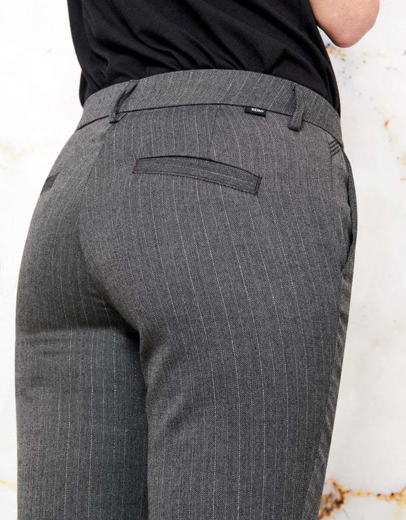 Pantalon Cigarette Lizzy Fancy - Grey Silver Stripes - Reiko - The Bradery