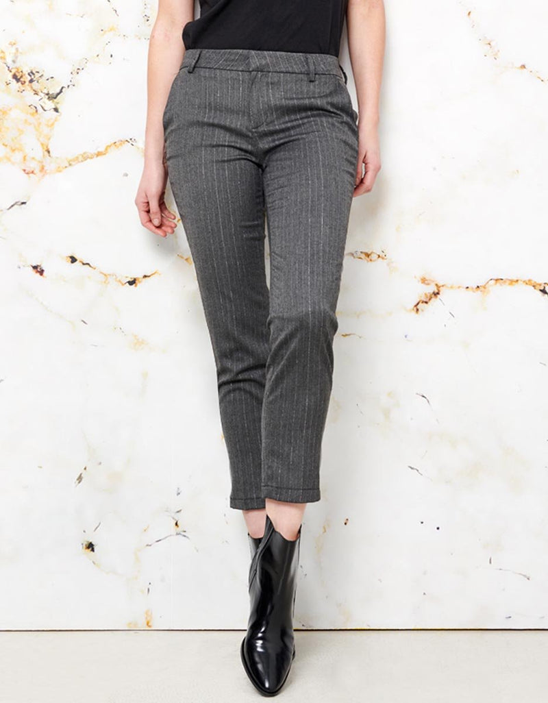 Pantalon Cigarette Lizzy Fancy - Grey Silver Stripes - Reiko - The Bradery