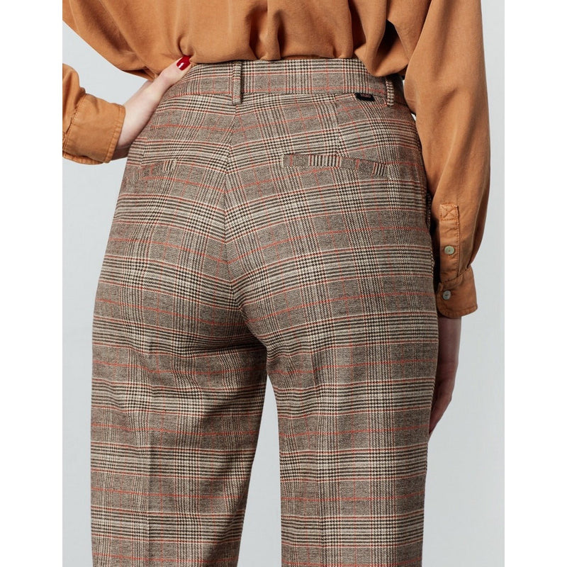 Pantalon Cigarette Pantalon Straight Cropped Laryfancy - Camel Checks - Reiko - The Bradery