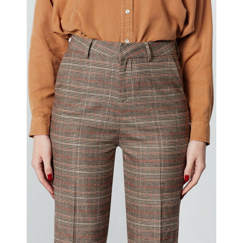 Pantalon Cigarette Pantalon Straight Cropped Laryfancy - Camel Checks - Reiko - The Bradery