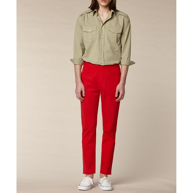 Pantalon En Coton Stretch Rouge - Rouge - Fursac - The Bradery